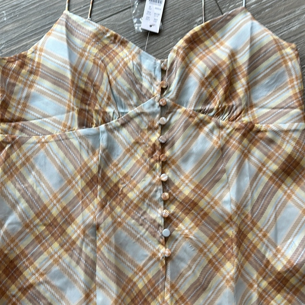 NWT J.Crew Button-front Camisole Top in Golden Hour Tartan - Picture 5 of 12